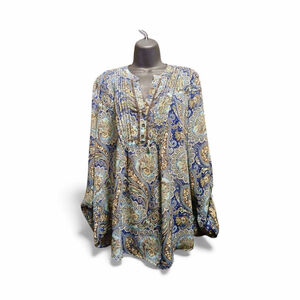 Dressbarn Women's Paisley Print Long Sleeve Blouse - Size 1X - JC361